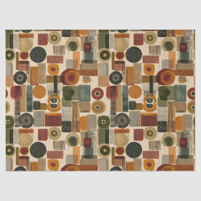 Papel De Seda Dark Mid Century Geometric Pattern (2) (Anverso)