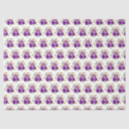 Papel De Seda Dark Purple and Gold Elegant Flowers 