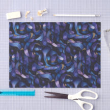 Dark Purple Blue Gold Swirl Watercolor Mosaic  