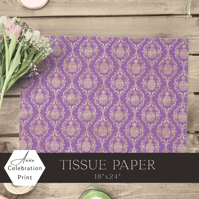 Papel De Seda Dark Purple Gold Pineapple Damask  (Subido por el creador)