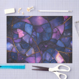 Papel De Seda Dark Purple Pink Blue Gold Watercolor Mosaic