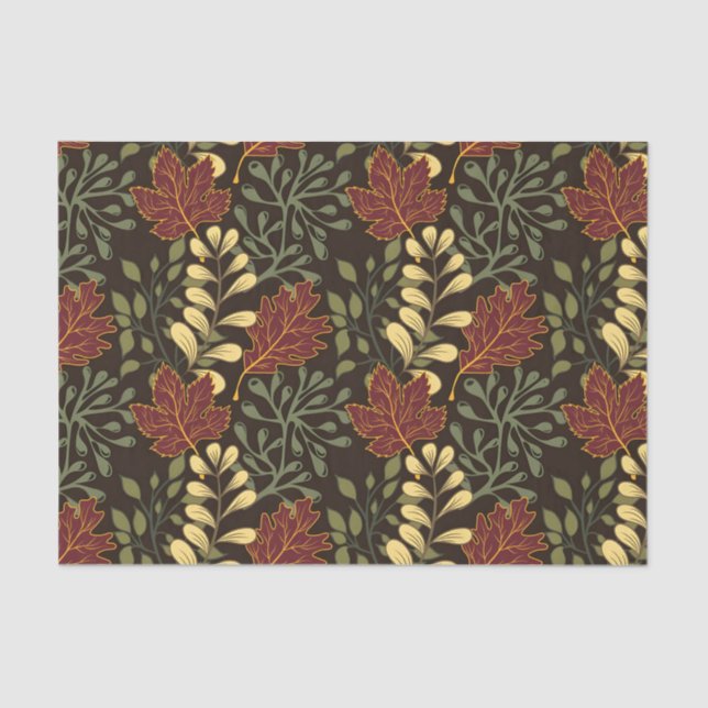 Papel De Seda Dark red maple leaves floral pattern (Anverso)