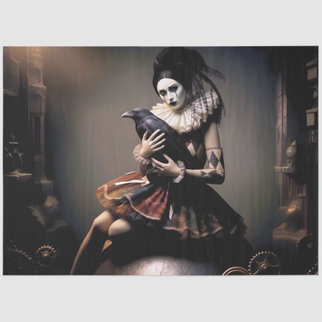 Papel De Seda Dark Romantic Raven Motif (Anverso)