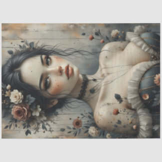 Papel De Seda Dark Romantic Woman Portrait Decoupage