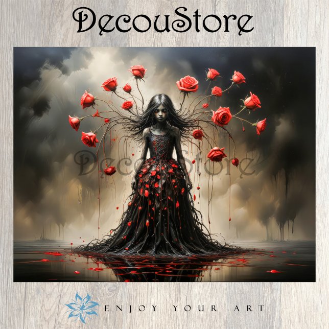 Papel De Seda Dark Rose Siren Decoupage (Subido por el creador)