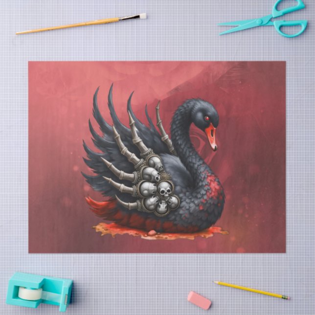 Papel De Seda Dark Swan of Bones – Gothic Elegance  (Artesanía)
