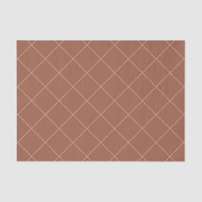 Papel De Seda Dashed Diamond Grid Geometric Deep Rust (Anverso)