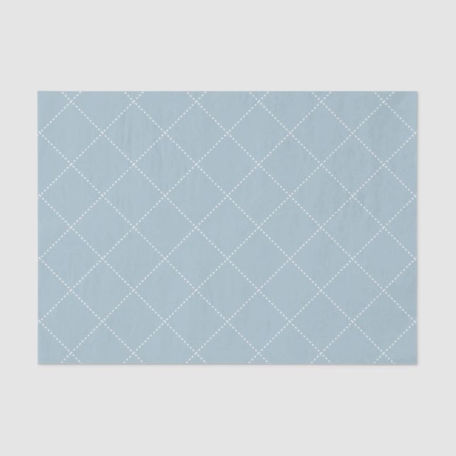 Papel De Seda Dashed Diamond Grid Geometric Dusty Sky Blue (Anverso)