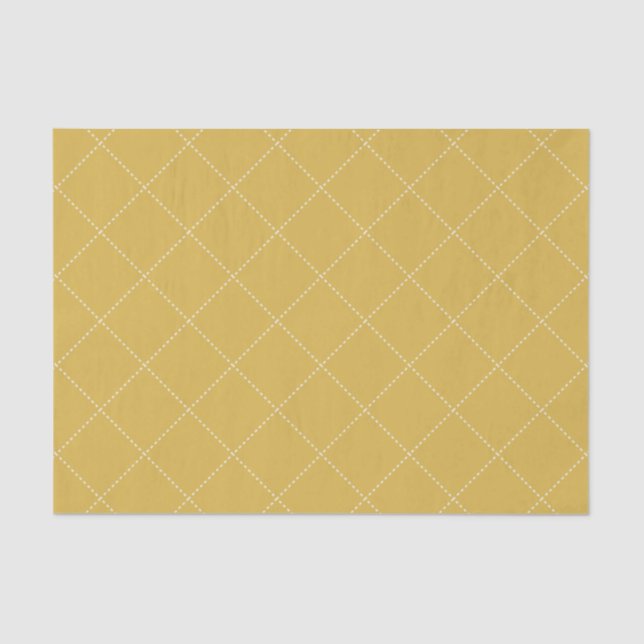 Papel De Seda Dashed Diamond Grid Geometric Mustard Gold (Anverso)