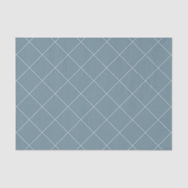 Papel De Seda Dashed Diamond Grid Geometric Slate Blue (Anverso)