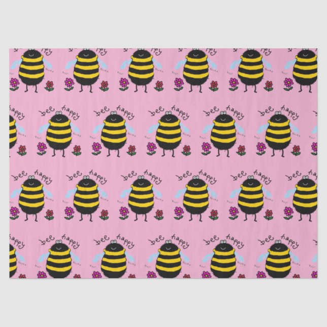 Papel de seda de abeja feliz lindo (Anverso)