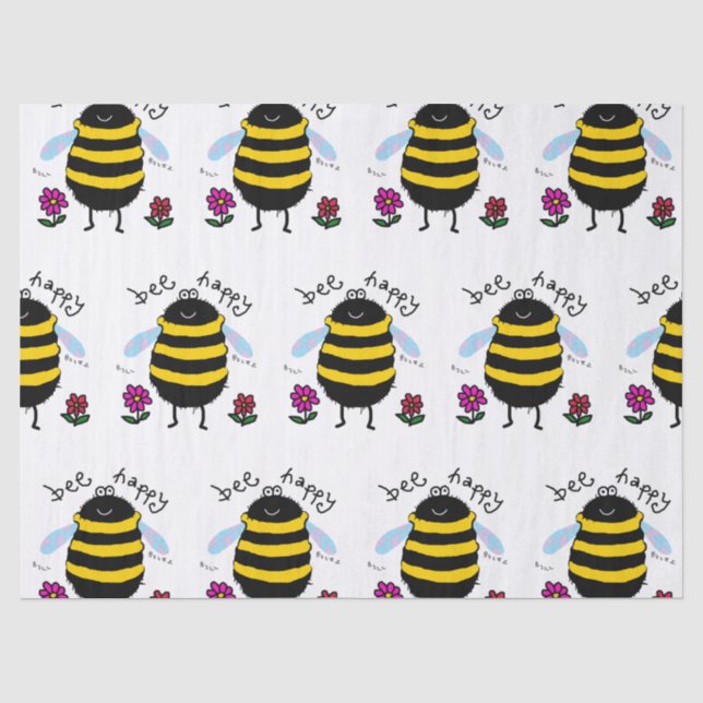 Papel de seda de abeja feliz lindo (Anverso)