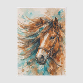 Papel de seda de acuarela de caballo con gracia az