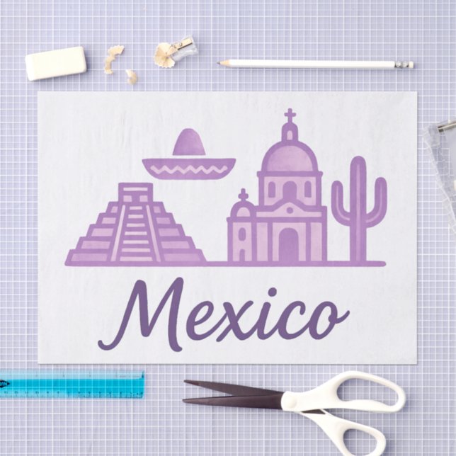 Papel de seda de acuarela de México, México minima (Artesanía)