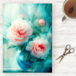Papel de seda de acuarela floral azul aireado