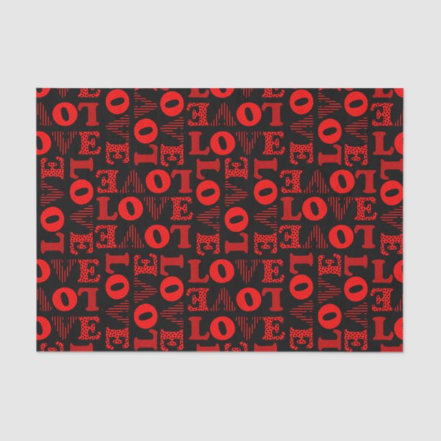 Papel de seda de AMOR Rojo y Negro (Anverso)