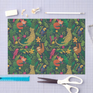 Papel de seda de animales de selva tropical dibuja