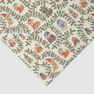 Papel de seda de animales del bosque de Navidad