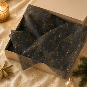 Papel de seda de árbol de Navidad celestial dorado
