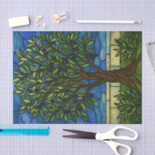 Papel de seda de árbol de vidrio pintado – Regalo