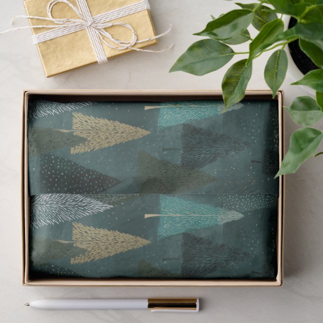 Papel de seda de árboles de Navidad modernos en ve (Regalo )