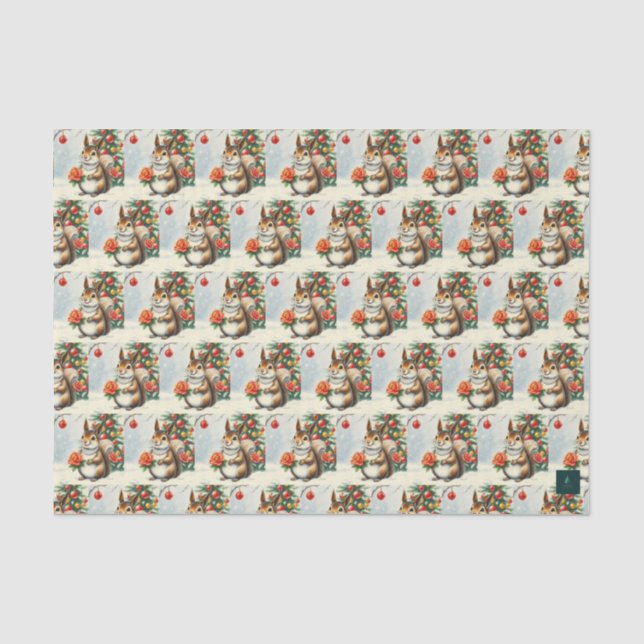 Papel de seda de ardilla de Navidad vintage (Anverso)