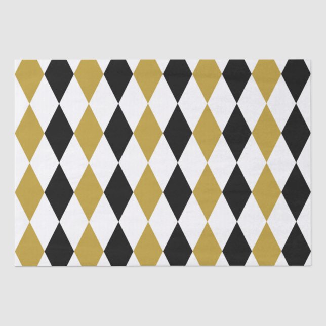 Papel de seda de argyle negro y dorado (Anverso)