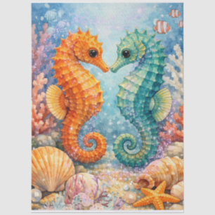Papel de seda de arrecife de coral de caballito de