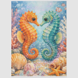 Papel de seda de arrecife de coral de caballito de