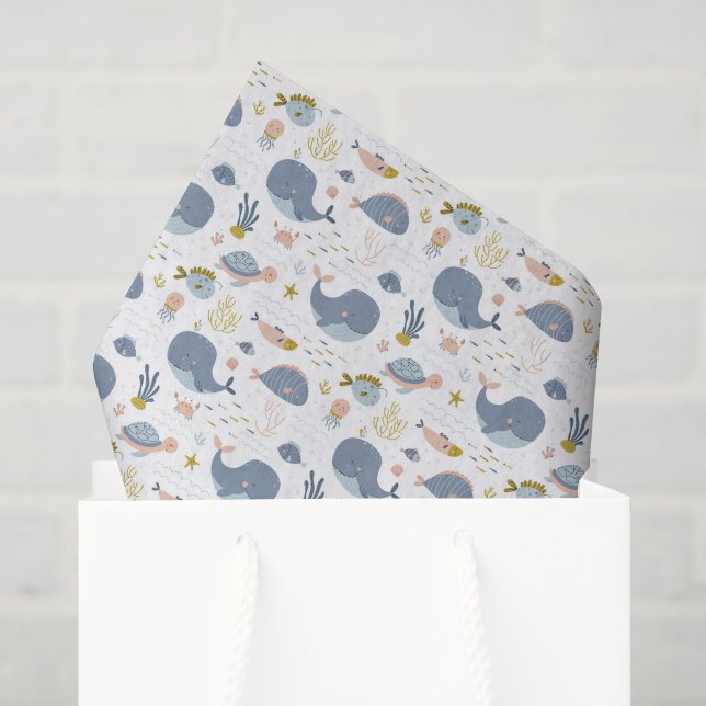 Papel de seda de ballena, regalo del océano (Bolsa de regalo)