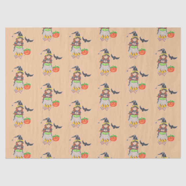 Papel de seda de bruja linda de Halloween (Anverso)