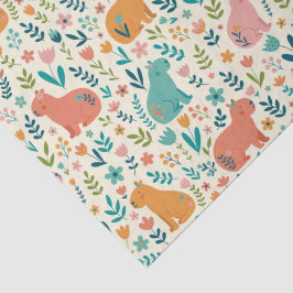 Papel de seda de capibara floral dibujado a mano