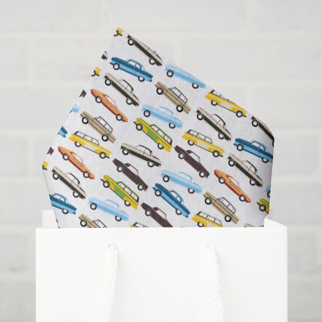 Papel de seda de coches antiguos  (Bolsa de regalo)