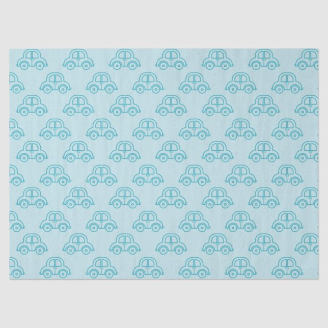 Papel de seda de coches azul bebé (Anverso)