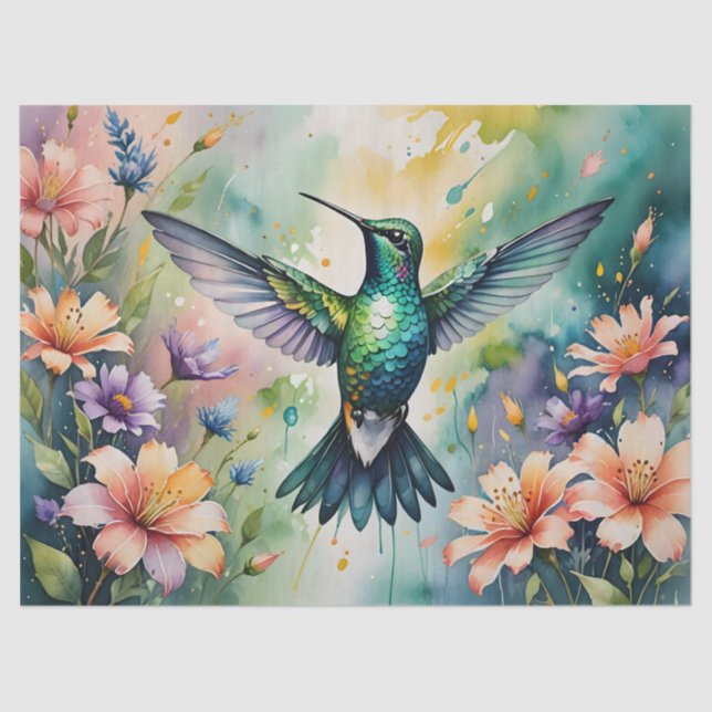 papel de seda de colibrí floral (Anverso)