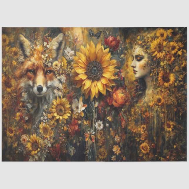 Papel de seda de collage de zorro de otoño de Embe (Anverso)