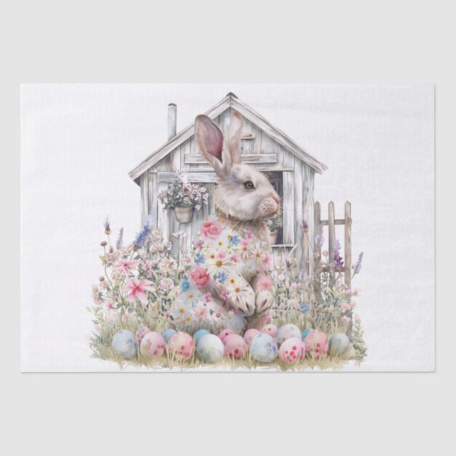 Papel de seda de conejo de Pascua de primavera (Anverso)