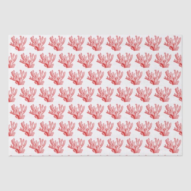 Papel de seda de coral rojo marino estilizado vint (Anverso)