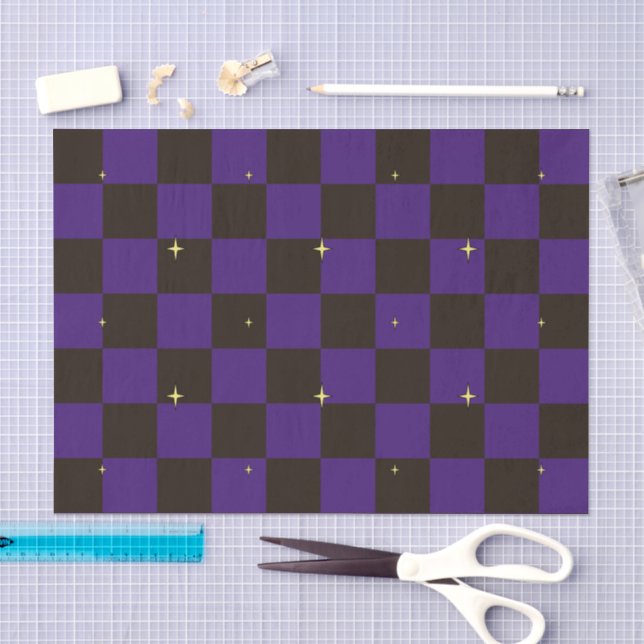 Papel de seda de cuadros morados de Halloween con  (Artesanía)