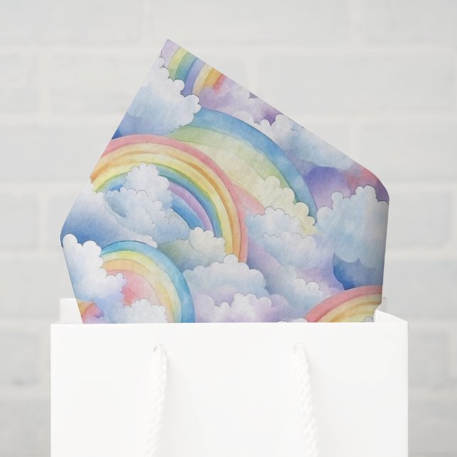 Papel de seda de decoupage arcoíris, acuarela (Bolsa de regalo)