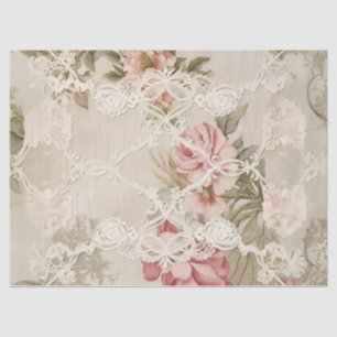 Papel de seda de decoupage con rosa vintage detrás
