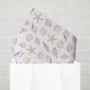 Papel de seda de decoupage de conchas marinas, cos