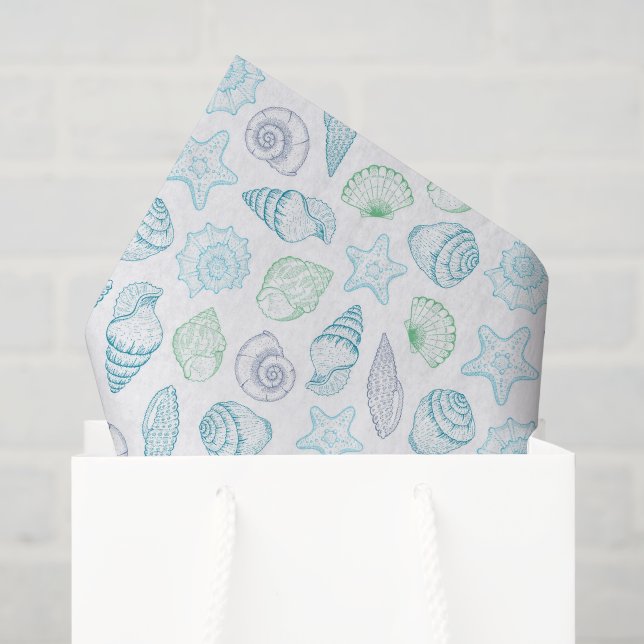 Papel de seda de decoupage de conchas, playa coste (Bolsa de regalo)