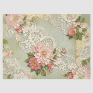 Papel de seda de decoupage de encaje y rosas vinta