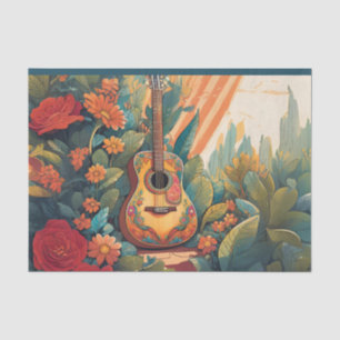 Papel de seda de decoupage de guitarra en el jardí