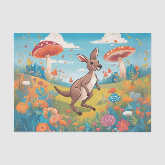 Papel de seda de decoupage de jardín de hongos de  (Anverso)