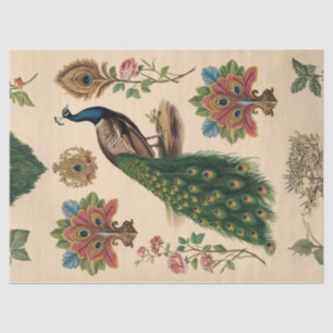 Papel de seda de decoupage de pavo real solo vinta