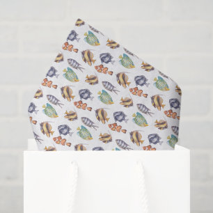 Papel de seda de decoupage de peces, vida marina