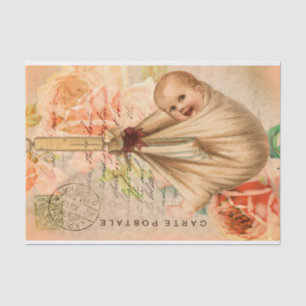 Papel de seda de decoupage de tarjeta postal antig