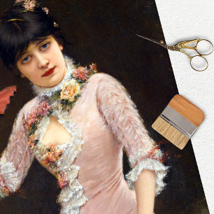 Papel de seda de decoupage de vestido rosa de muje